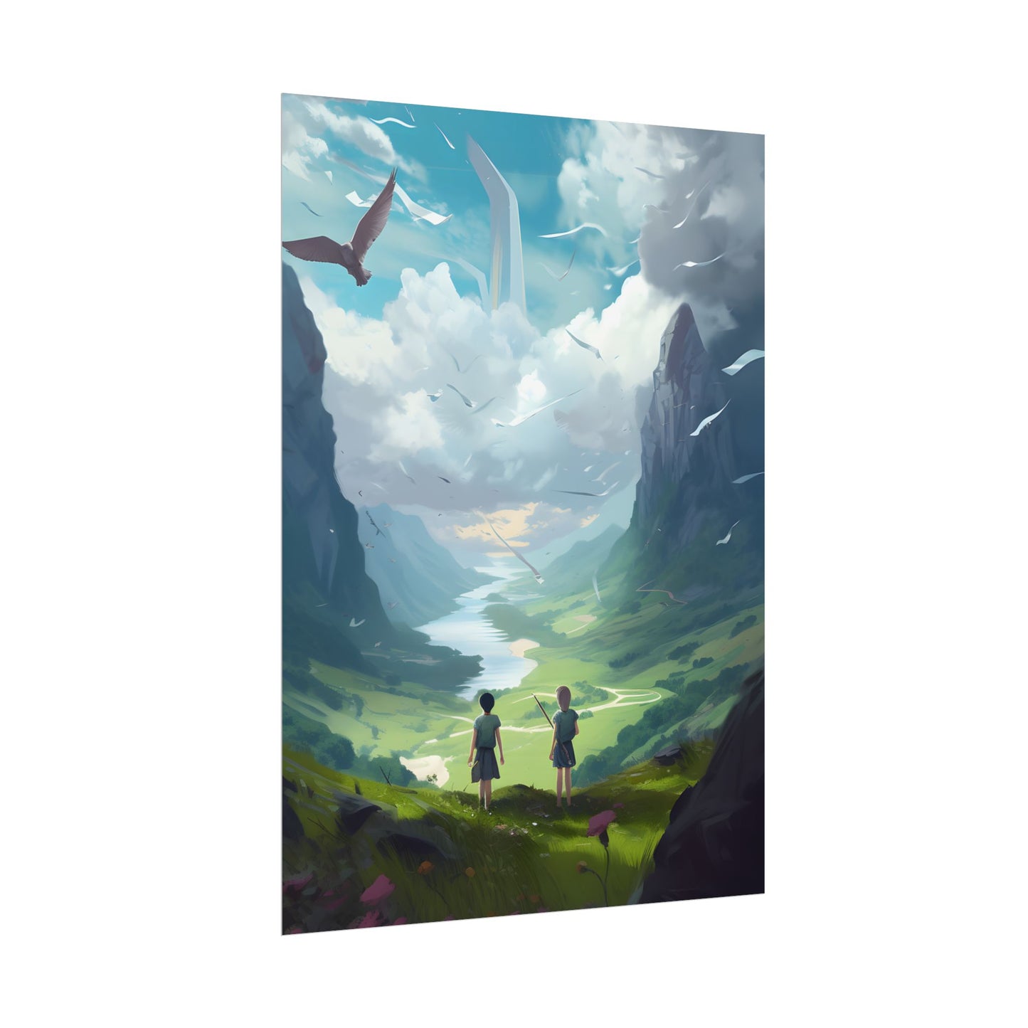 Tranquil Meadow Figures: Realistic Painting of People - Poster