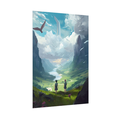 Tranquil Meadow Figures: Realistic Painting of People - Poster