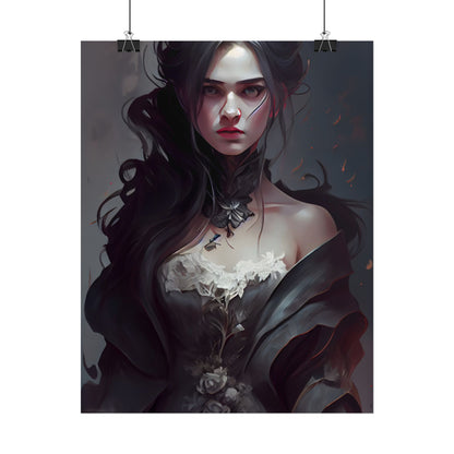 Black Haired Female Portrait: Elegant Outdoor Beauty - Poster