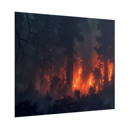 Misty Sunset Gathering: A Group in Nature's Embrace - Poster