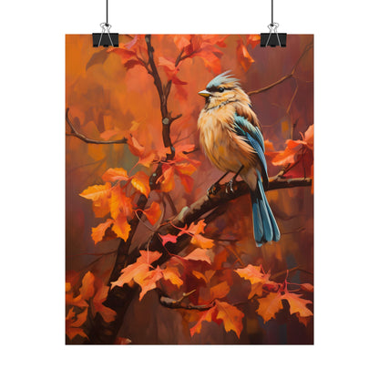 Vibrant Oak Branch: Colorful Oil Painting Artwork - Poster