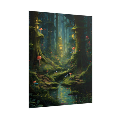 Enchanted Forest: Grimm's Fairy Tale Characters in Serene Woods - Poster