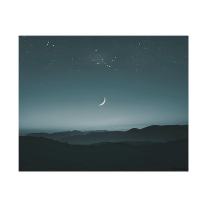 Minimalist Night Scene: Blue-Gray Sky Digital Art - Poster