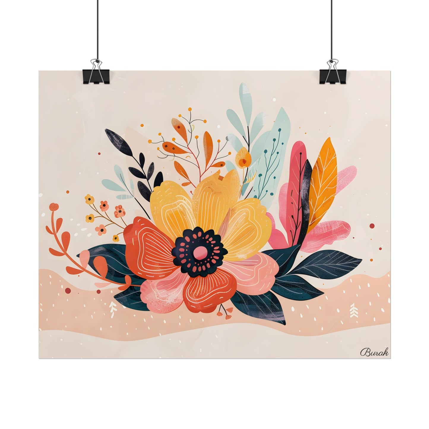 Blooming Growth: Vibrant Flower Artwork - Poster
