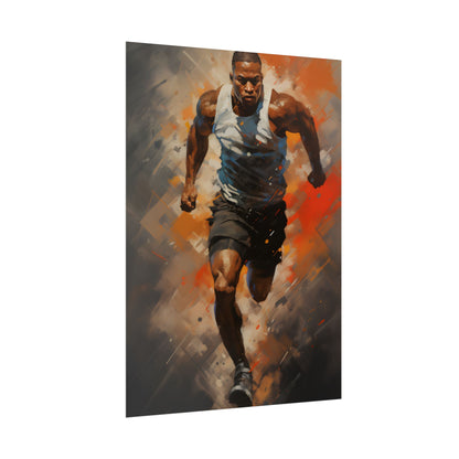 Passionate Athlete in Motion: Dynamic Portrait Artwork - Poster