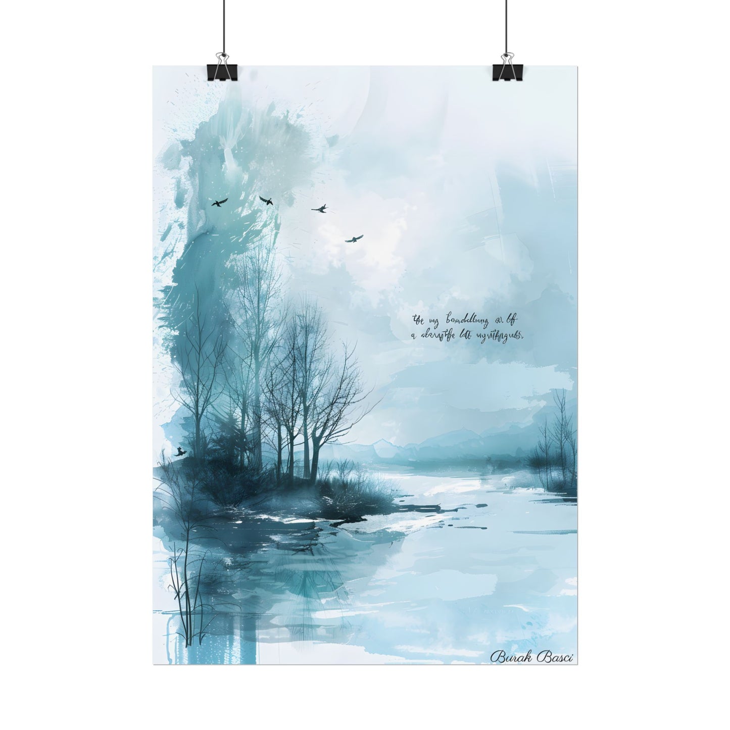 Serene Landscape: A Peaceful Nature Scene with Inspirational Quote - Poster