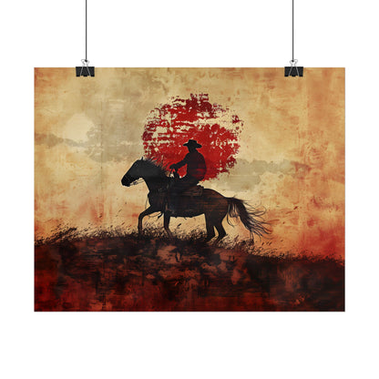 Dynamic Rodeo Scene: Earthy Tones of a Thrilling Ride - Poster