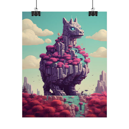 Futuristic Cyber Pet: Neon Pixel Art - Poster
