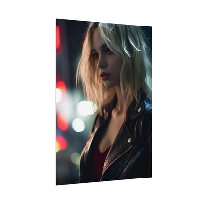 Cyberpunk Youth: Close-Up Portrait - Poster