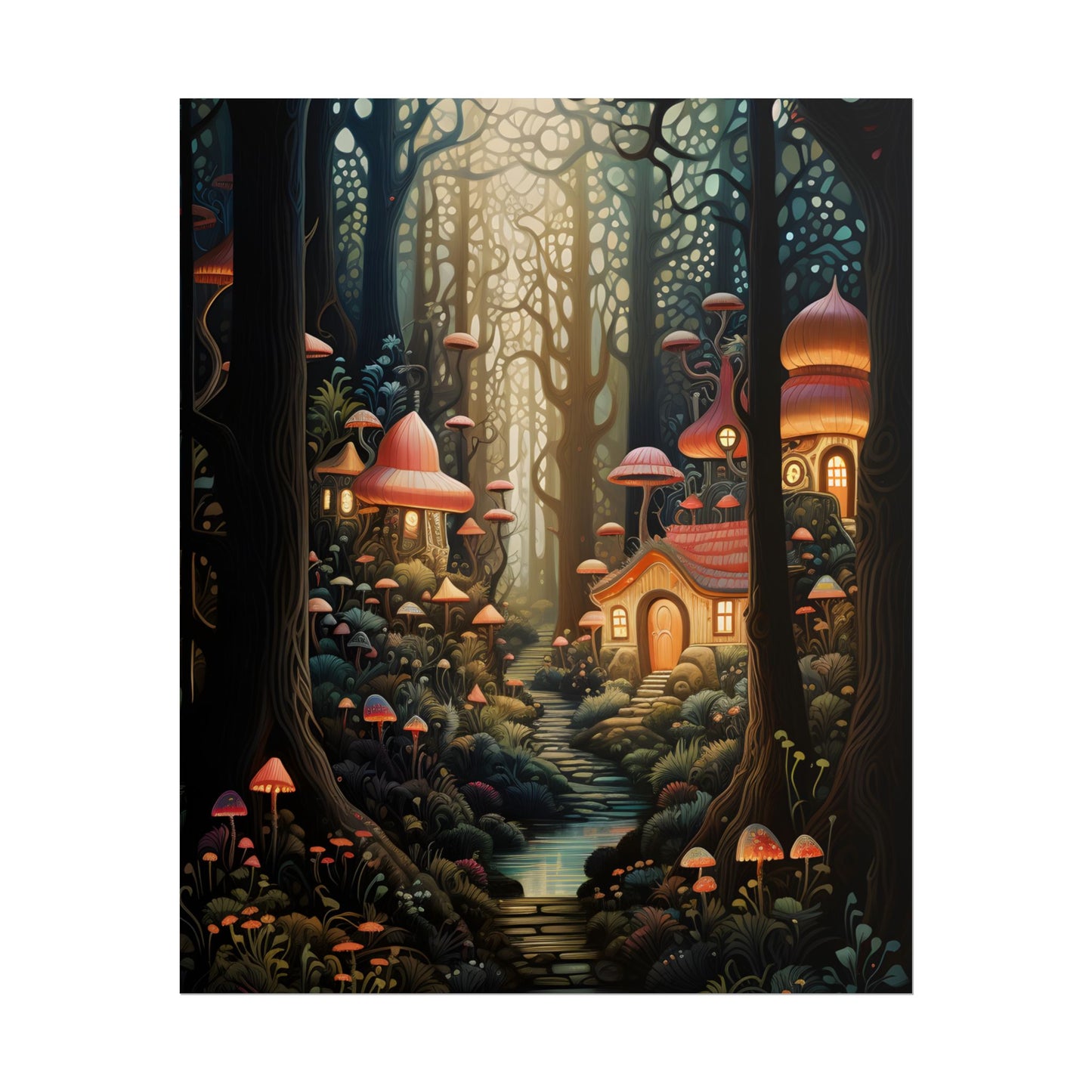 Whimsical Enchanted Forest: Illustrative Artwork - Poster