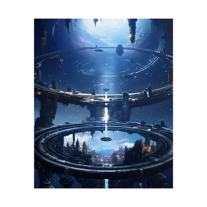 Aetherial Space Station: Massive, Futuristic Space Station in Orbit - Poster