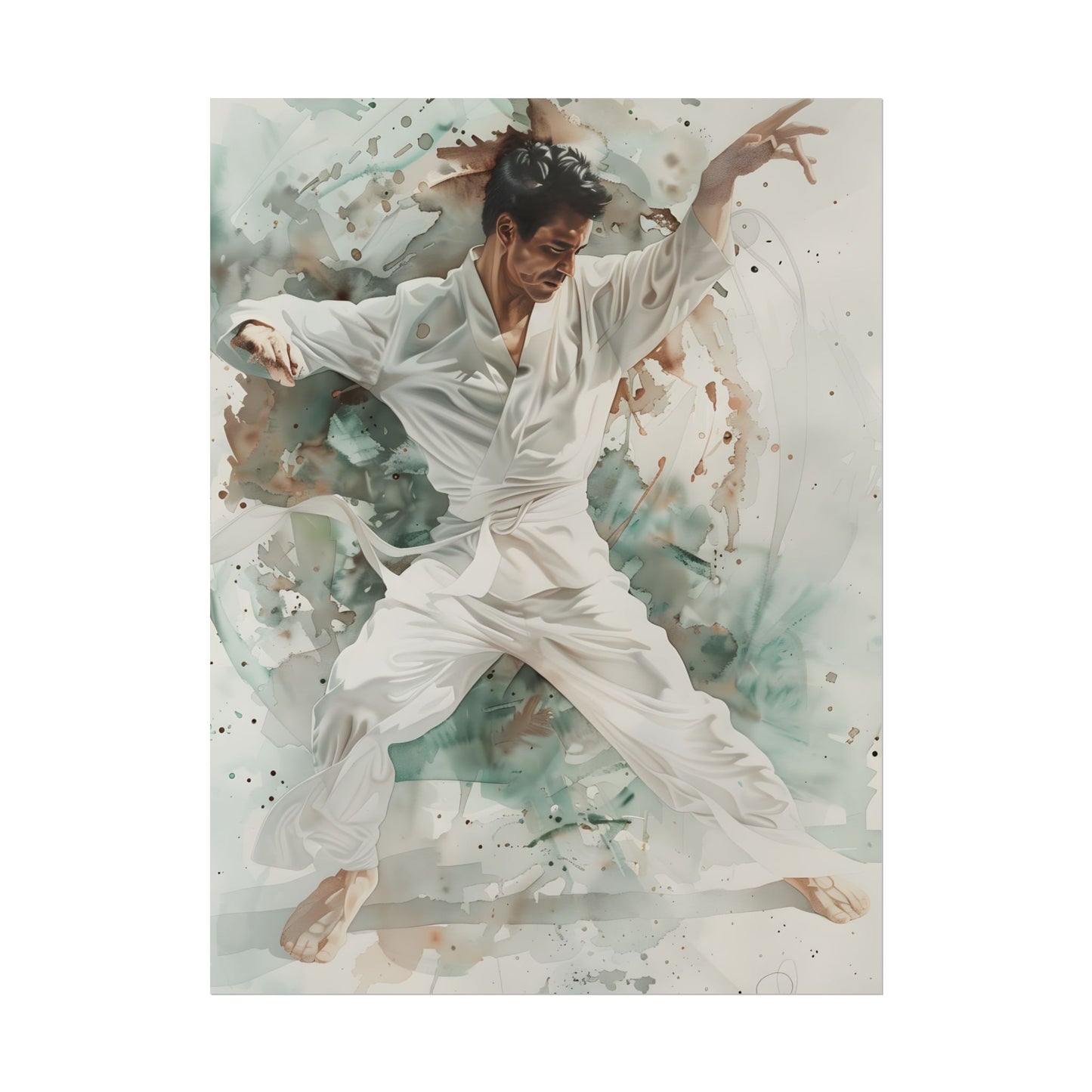 Watercolor Dance Movement: A Man in White - Poster