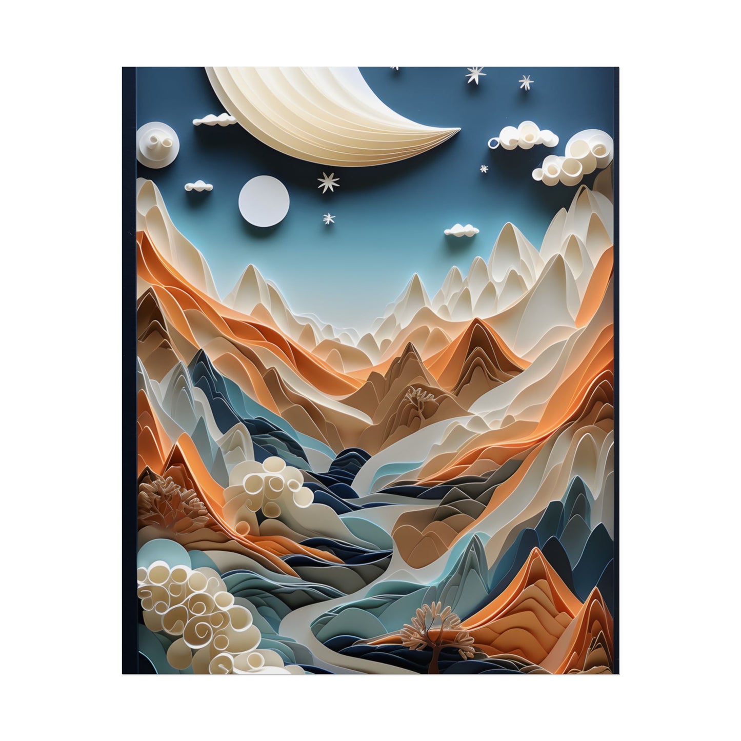 Vibrant European Quilled Landscape: Intricate Paper Art - Poster