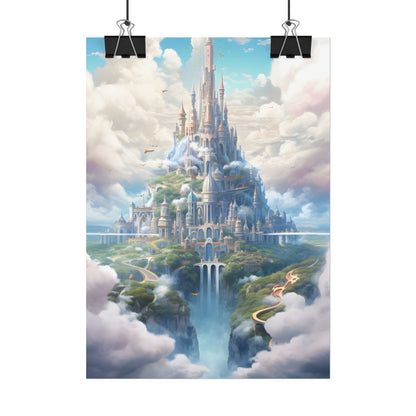 Floating City in Celestial Fantasy Realm: Whimsical Artwork - Poster
