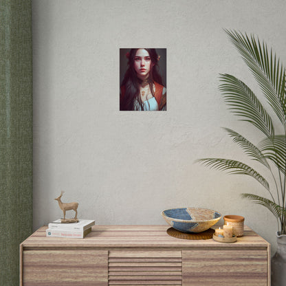 Sophisticated Female Portrait: Brown Hair Artwork in Focus - Poster