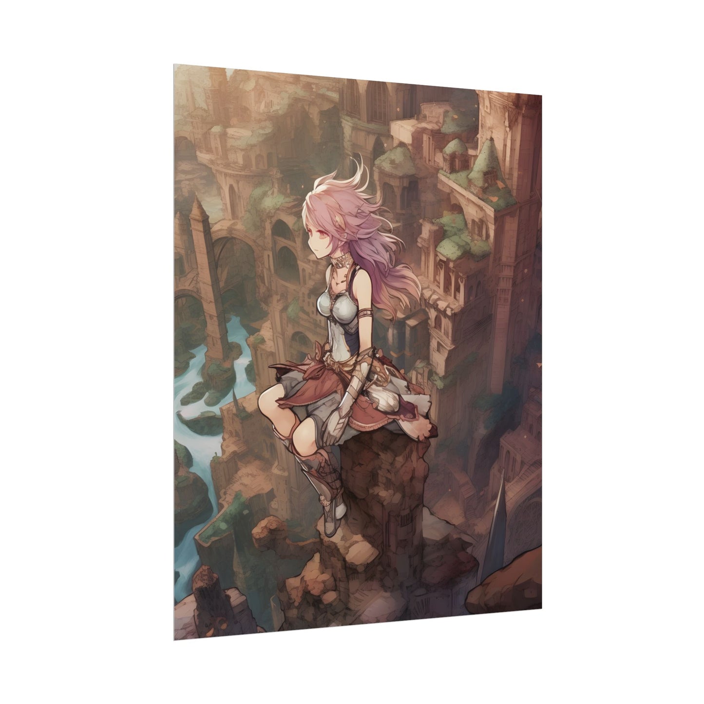 Dramatic Anime Feather: Detailed Urban Artwork - Poster