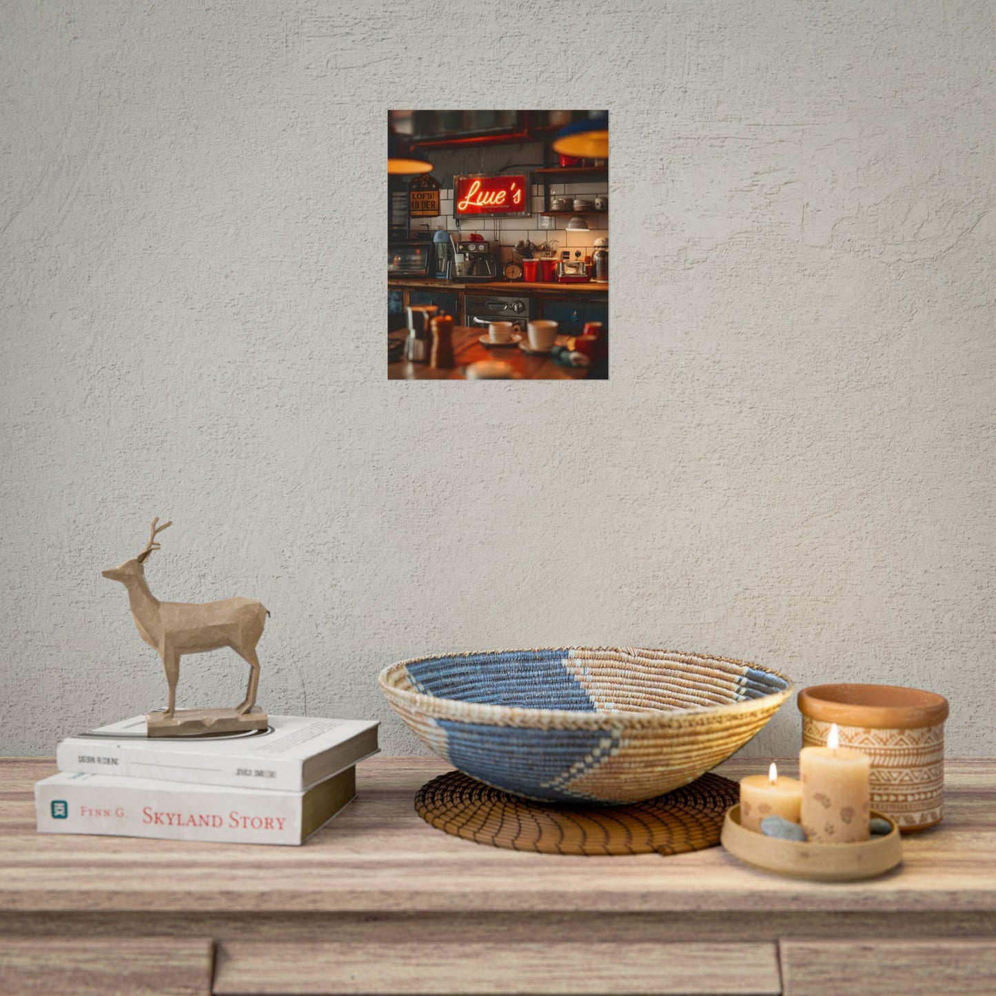 Cozy Retro Kitchen Artwork: Lukes Diner Sign Digital Art - Poster