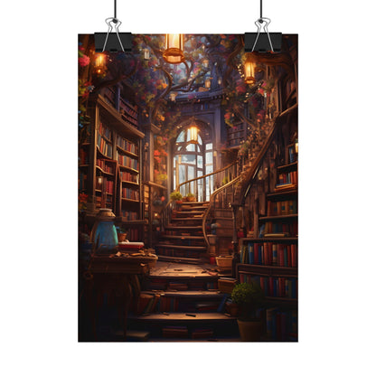 Whimsical Bookshop: Enchanting Magical Artwork - Poster