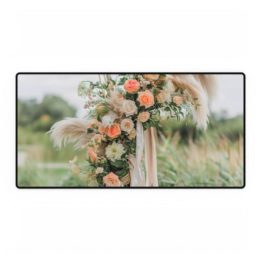 Whimsical Floral Wonders: Vibrant Pampas Garden Art - Desk Mat
