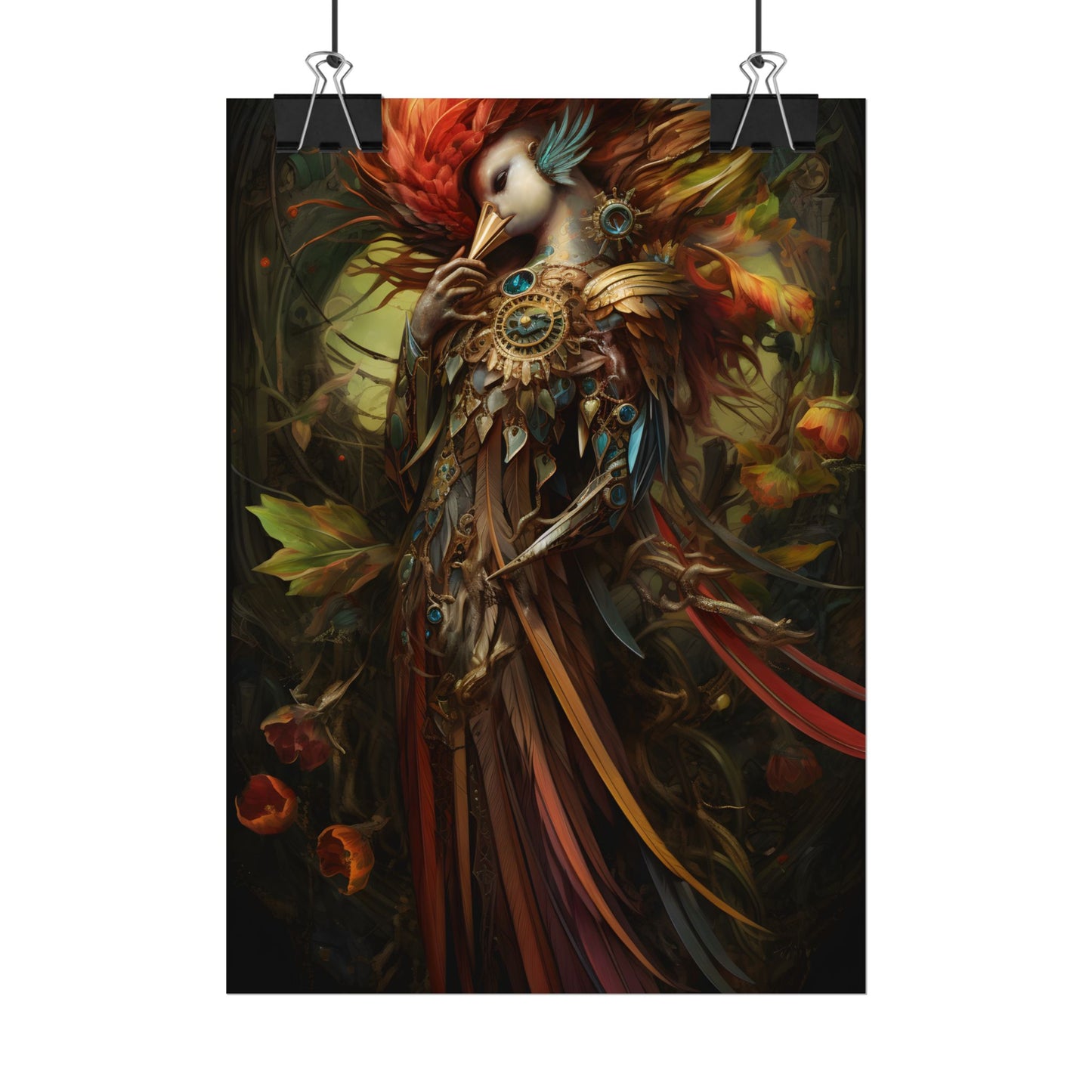 Grand Statue of a Majestic Bird in Serene Setting - Poster