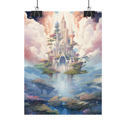 Surreal Floating City in Celestial Fantasy: A Dreamlike Digital Artwork - Poster