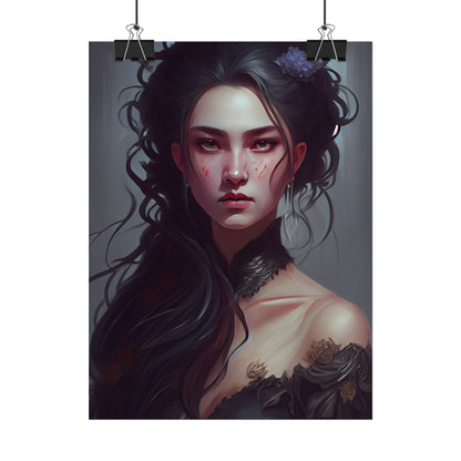 Astonishing Female Portrait: Dr. Black Hair Elegance - Poster