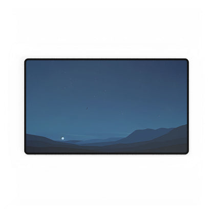 Minimalist Night Sky: Stars and Crescent Moon Art - Desk Mat