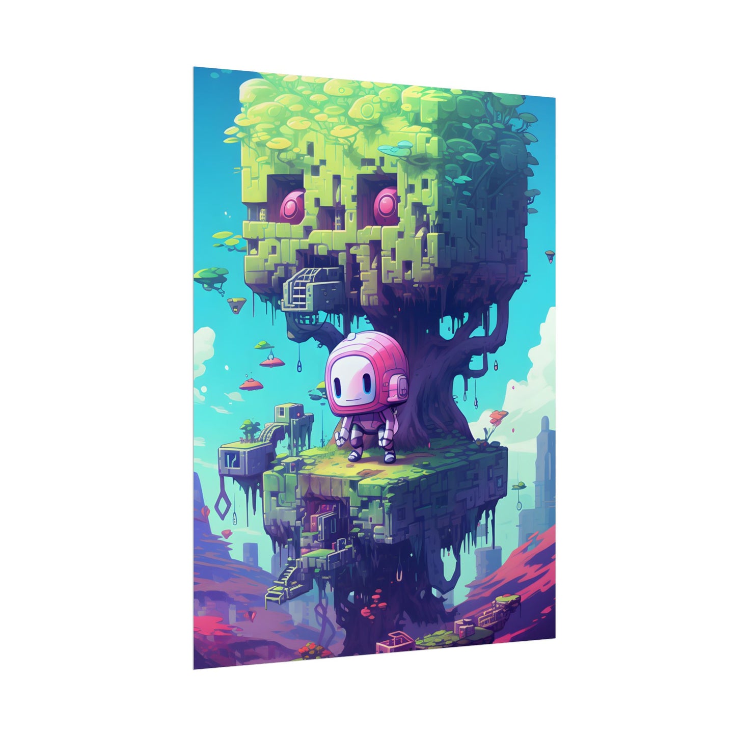 Futuristic Pixel Art: Cyber-Pet Adventure - Poster