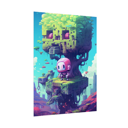 Futuristic Pixel Art: Cyber-Pet Adventure - Poster