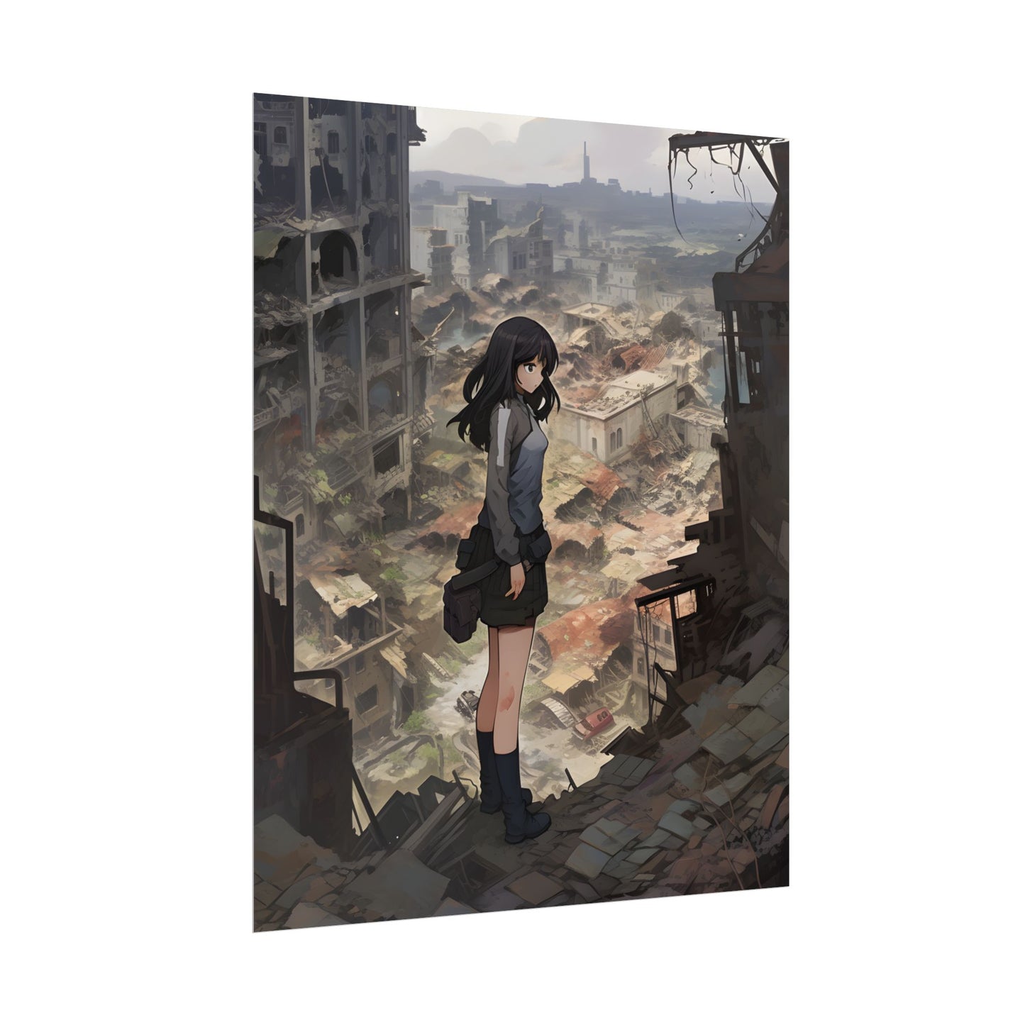 Dramatic Anime Scene: Detailed Bird's Eye View - Poster