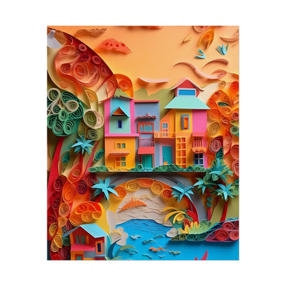 Eye-Catching Beach Paper Quilling: Quilled Landscape Artwork - Poster
