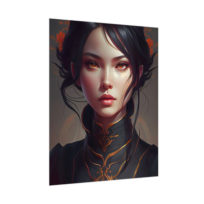 Realistic Female Portrait in Elegant Dress - Poster