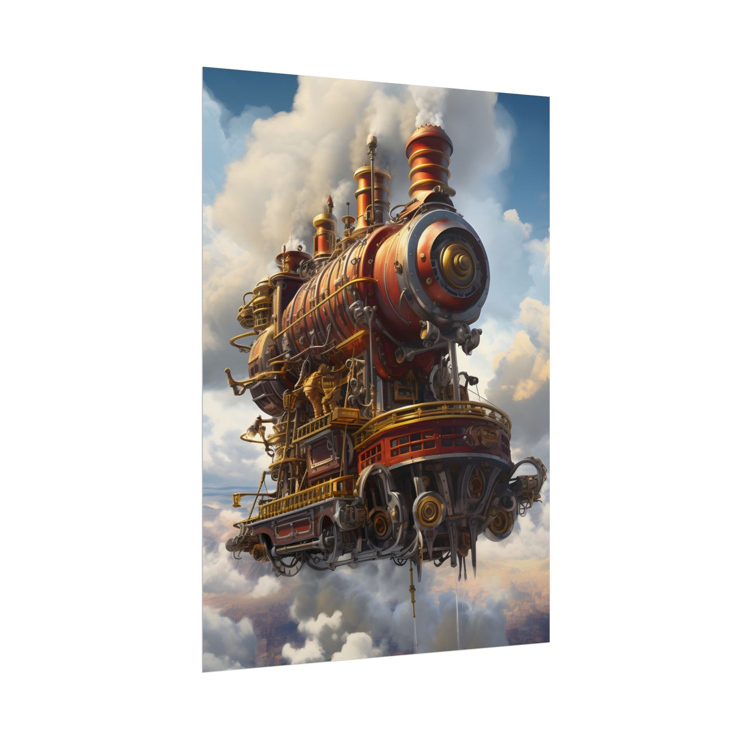 Steampunk Sky-Liner Thrill: Dynamic Race Artwork - Poster