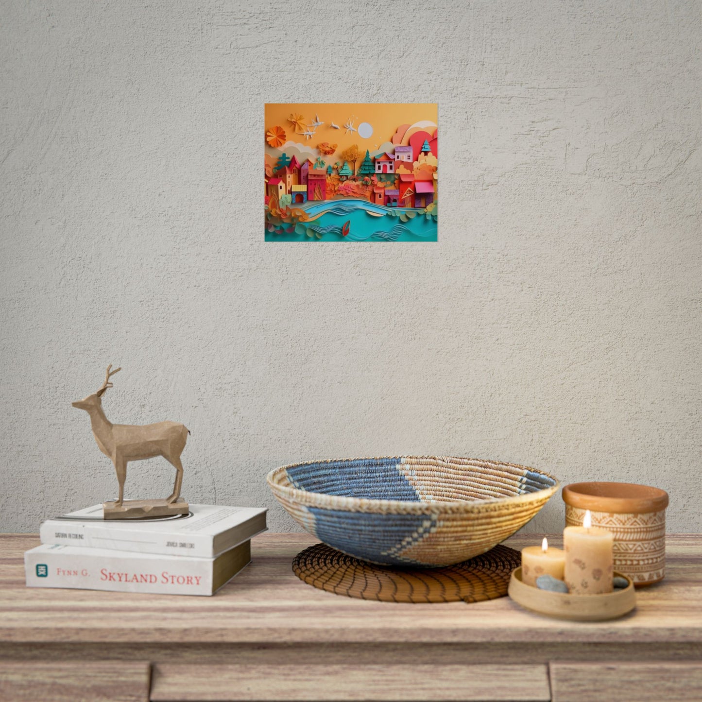 Epic Sunset Beach: Magical Paper Quilling Artwork - Poster
