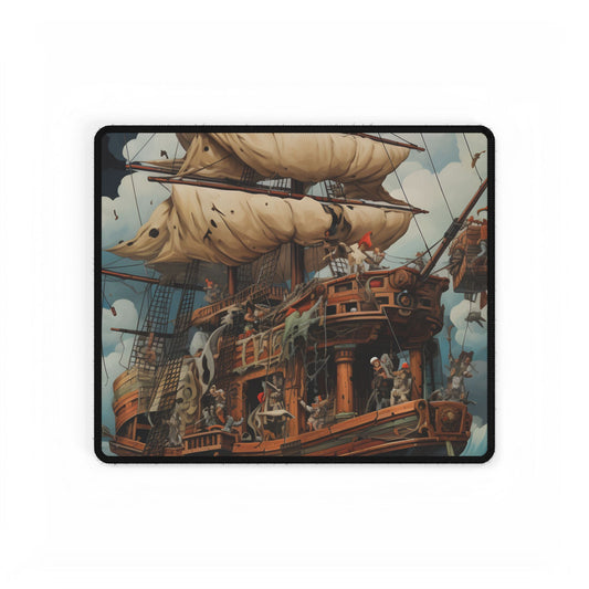 Time-Traveling Pirate Crew: Swashbuckling Adventure Art - Desk Mat