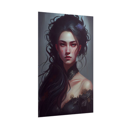 Astonishing Female Portrait: Dr. Black Hair Elegance - Poster