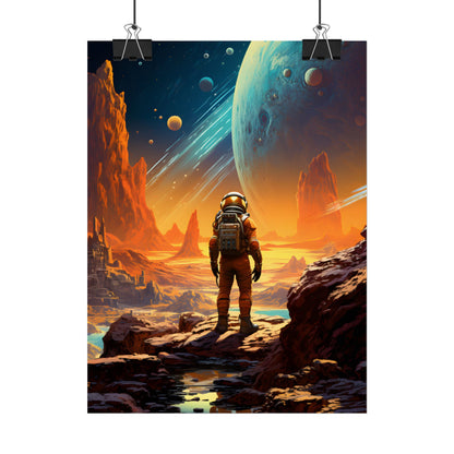 Futuristic Wilderness Explorer: Solo Journey in the Unknown - Poster