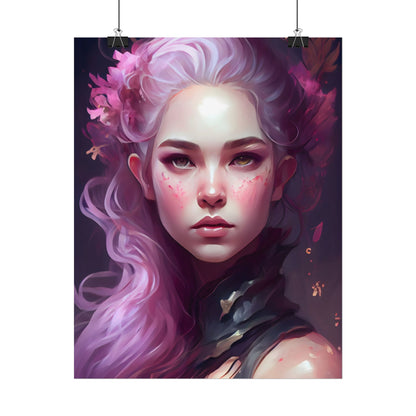 Astonishing Female Portrait with Pink Hair: Dre Artwork - Poster