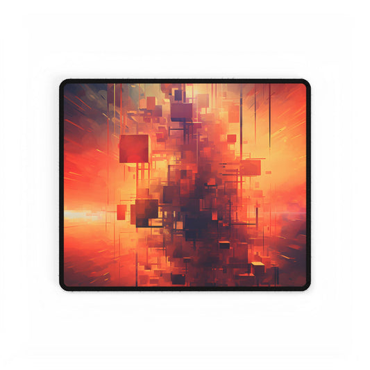 Ethereal Cyber Dreamscape: Abstract Digital Art - Desk Mat