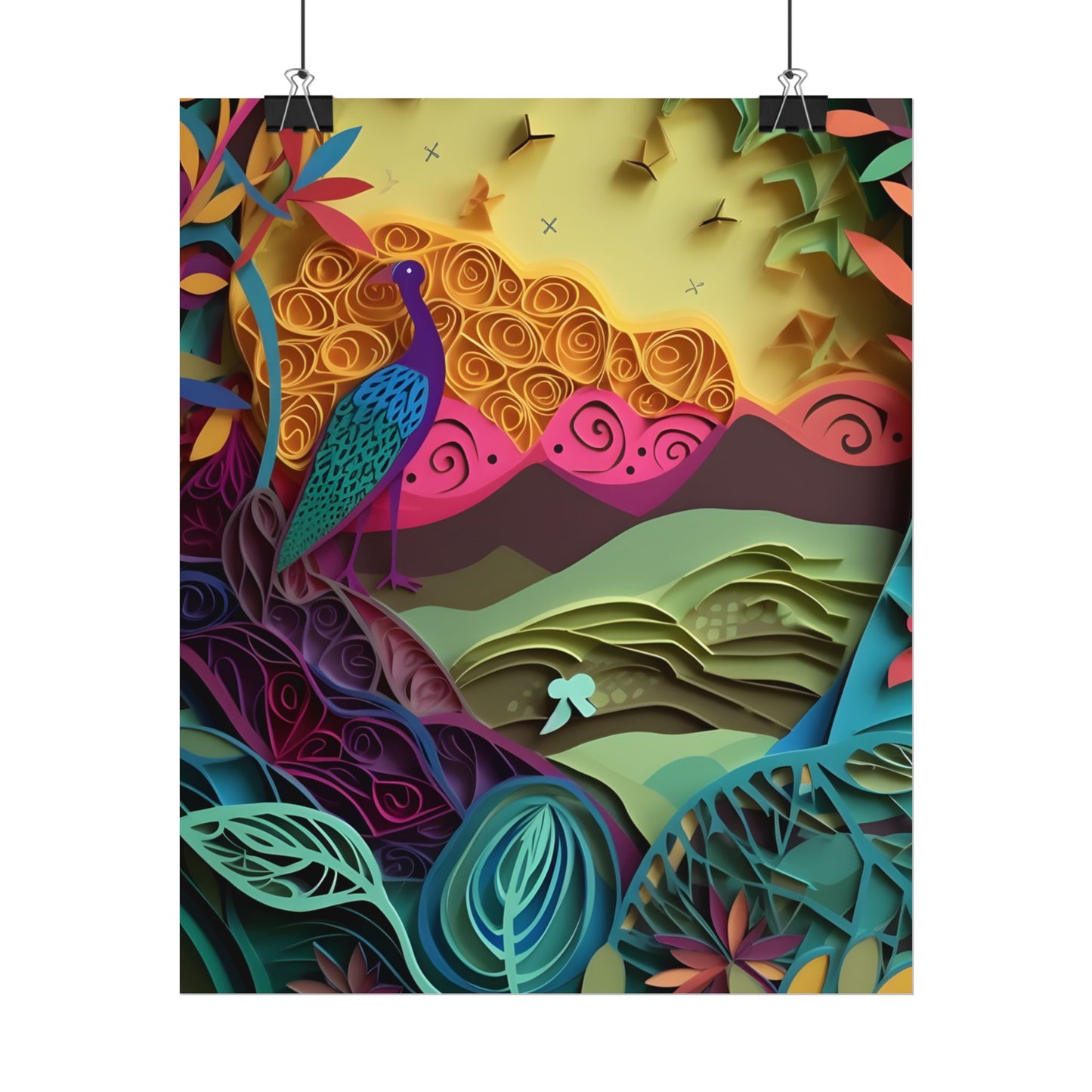 Vibrant Indian Quilling Art: Traditional Landscape Decoration - Poster