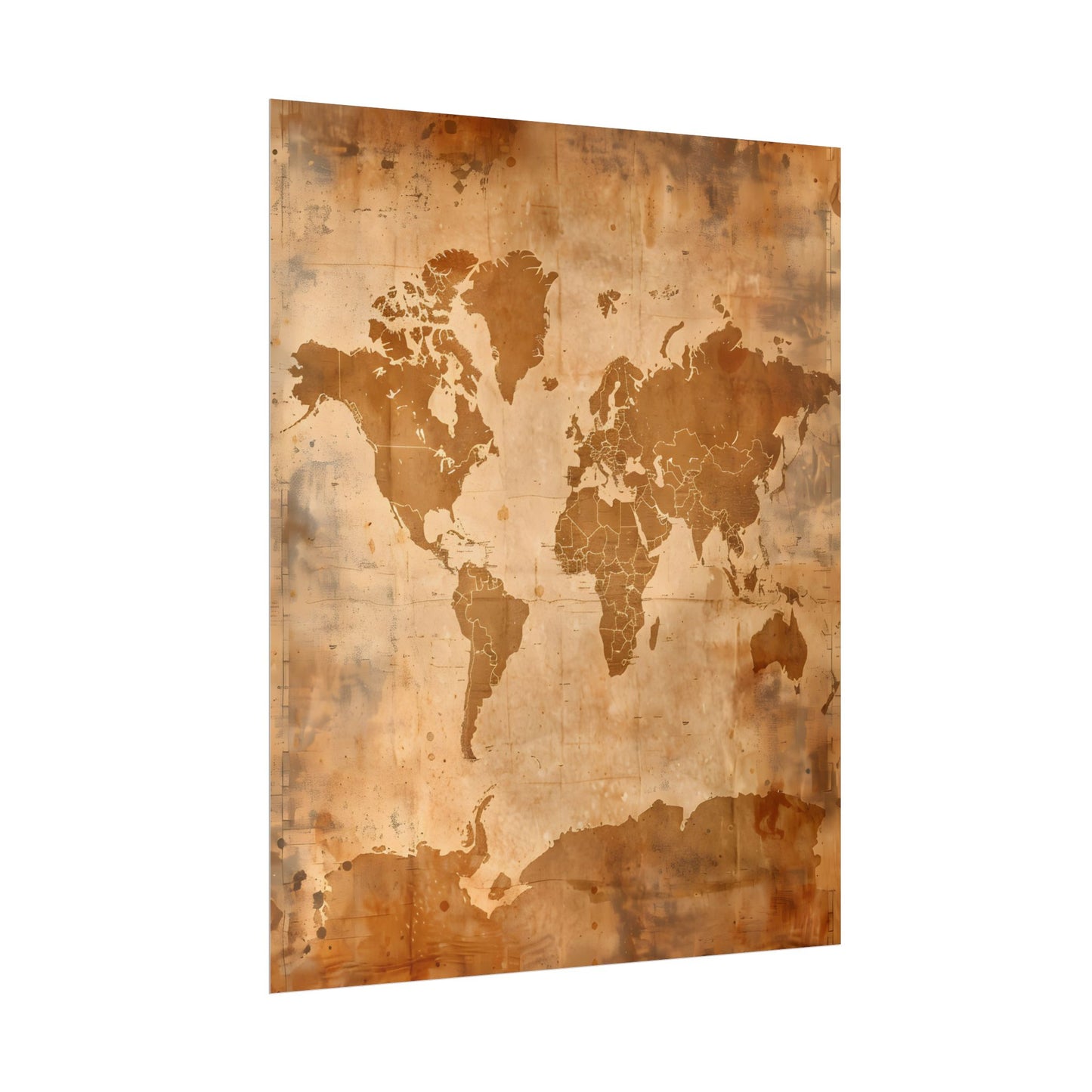 Vintage World Map: Artistic Cartography on Canvas - Poster