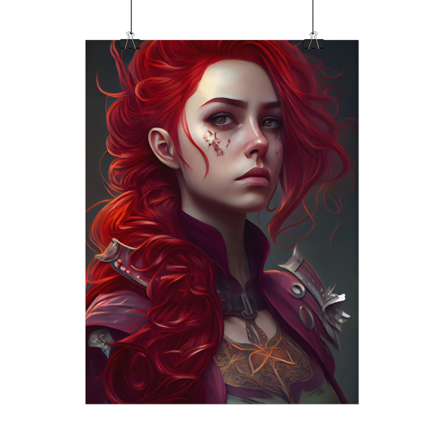 Realistic Red Hair Portrait: Soft Light Artwork - Poster