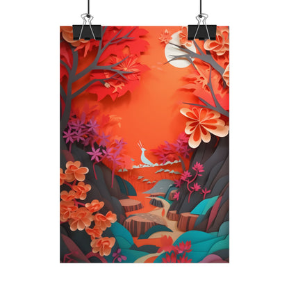 Vibrant European Landscape: Colorful Paper Quilling Art - Poster