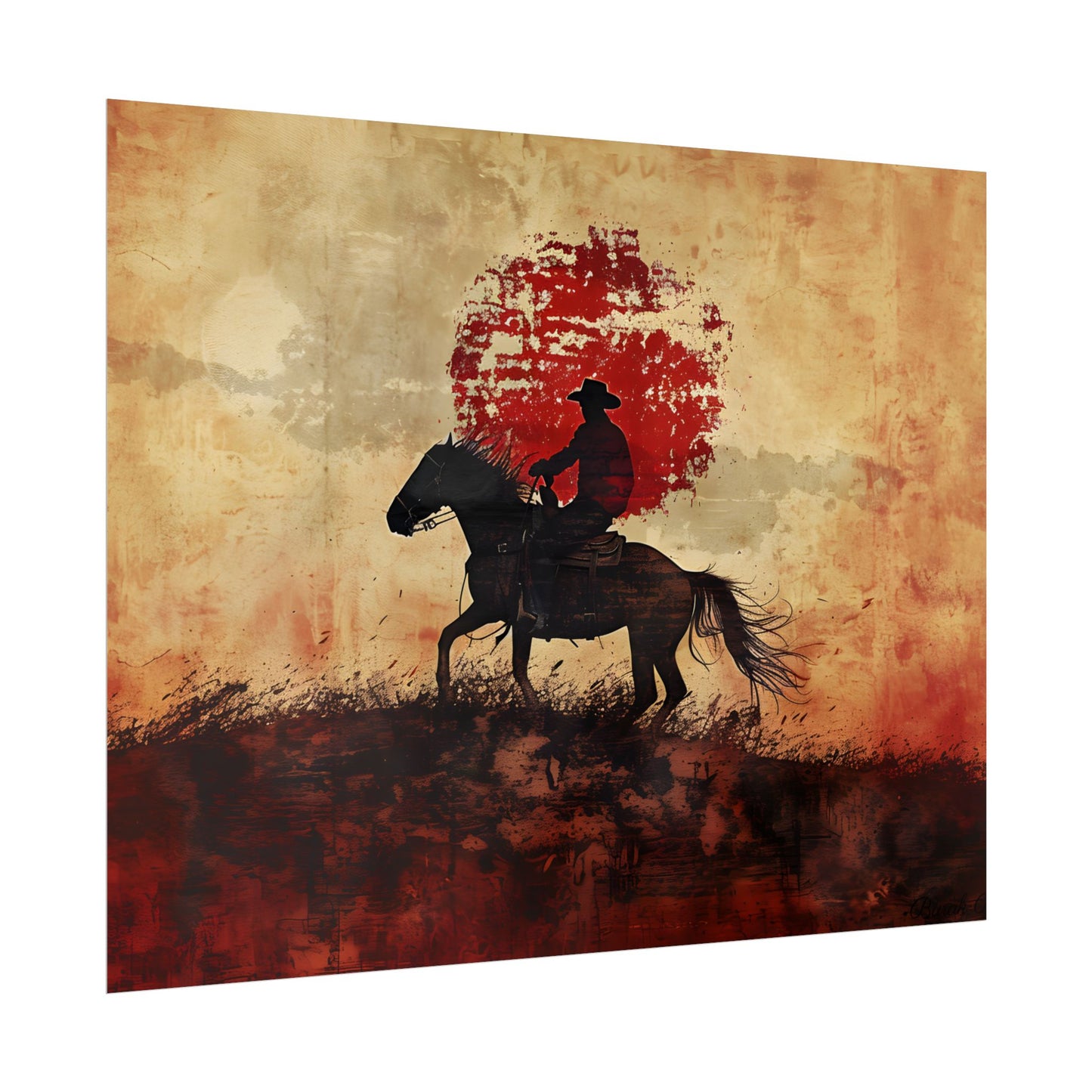 Dynamic Rodeo Scene: Earthy Tones of a Thrilling Ride - Poster