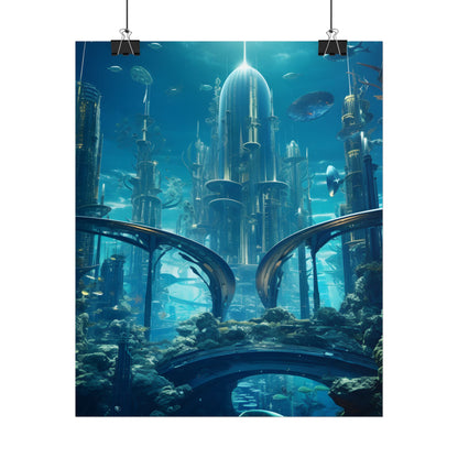 Underwater City of the Future: Sleek Modern Architecture - Poster