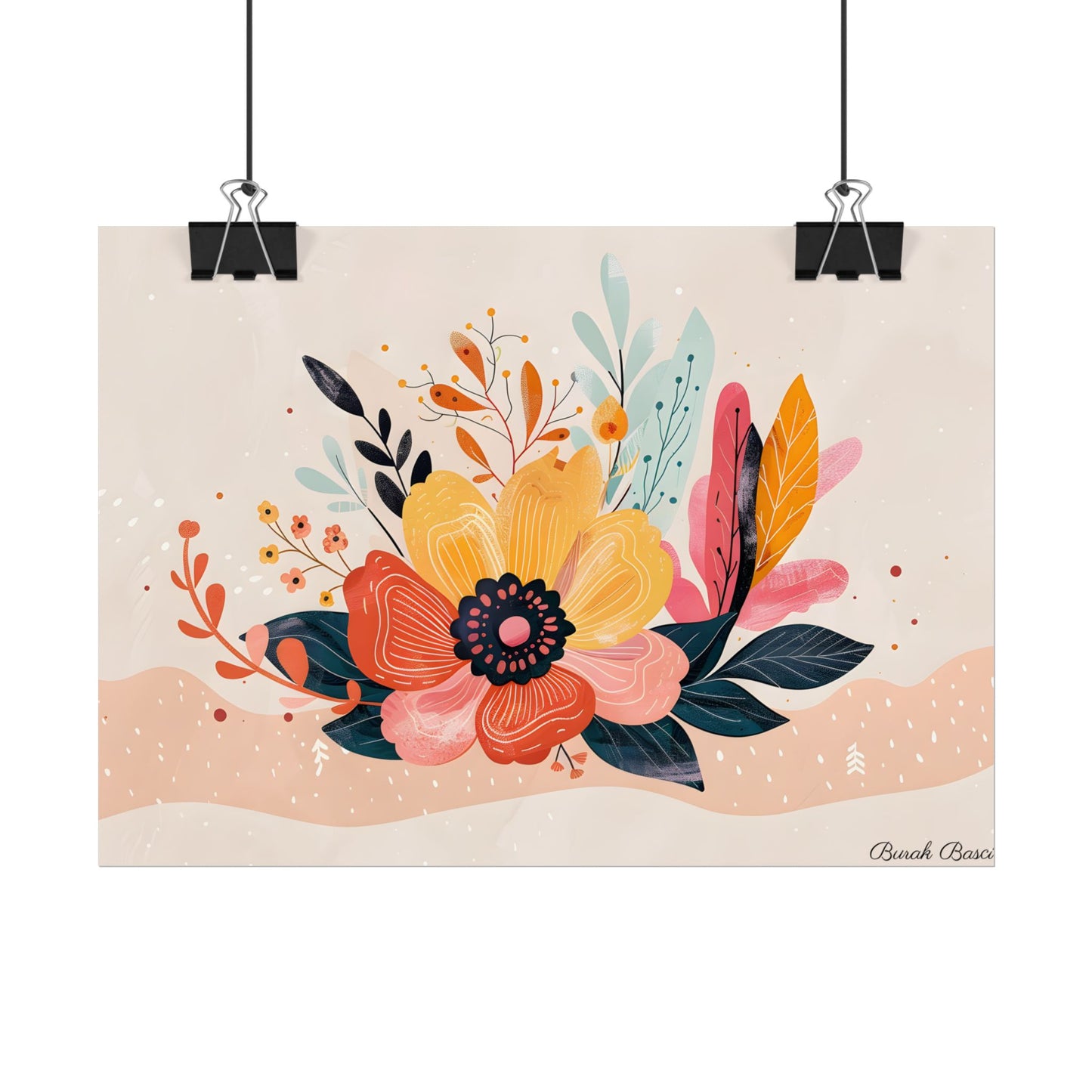 Blooming Growth: Vibrant Flower Artwork - Poster