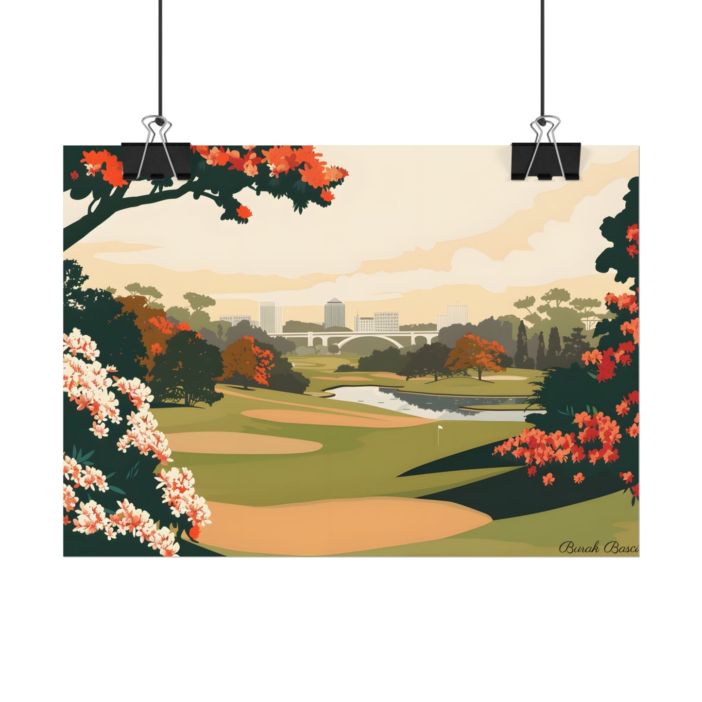 Retro Golf Illustration: Classic Course Art - Poster