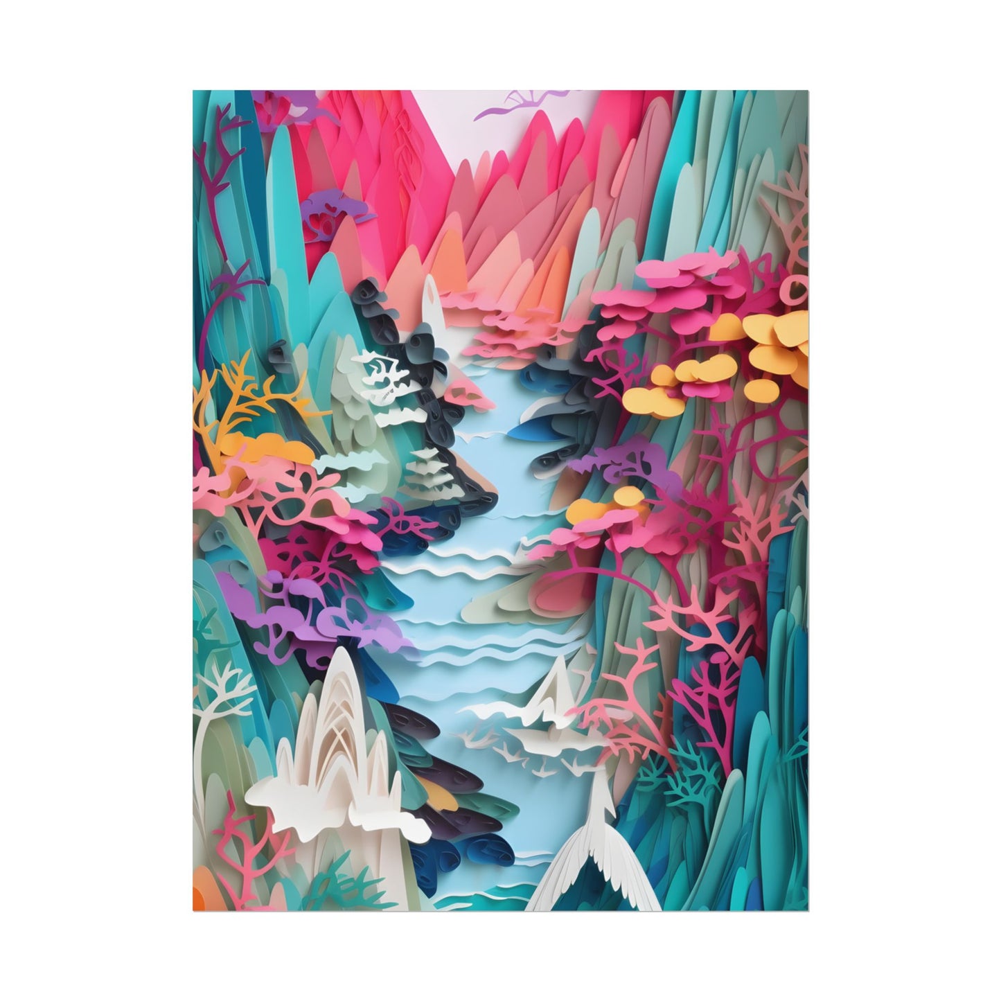 Japanese Paper Quilling Craft: Vibrant Landscape Art - Poster