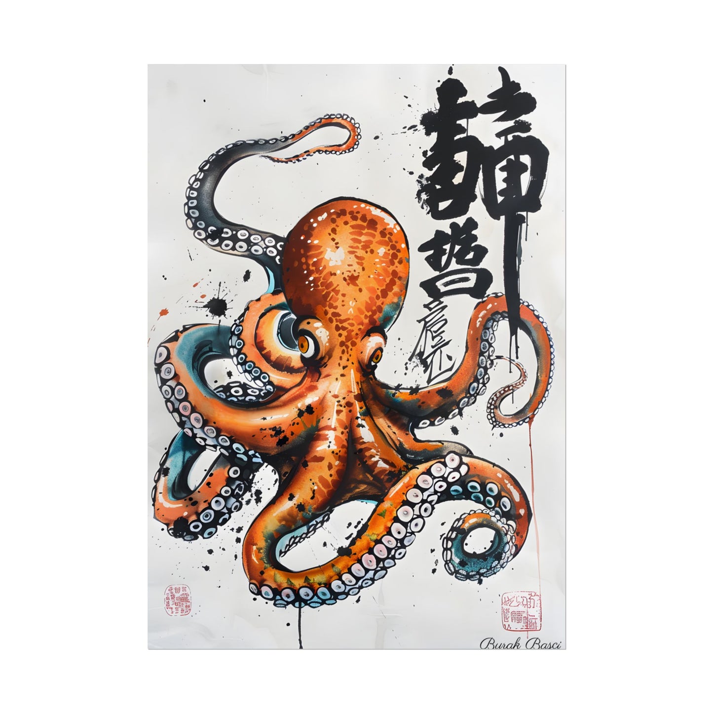 Japanese Ukiyo-e Octopus: Traditional Artwork Print - Poster