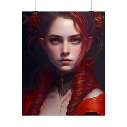 Redhead Portrait: Vibrant Dress Artwork - Poster